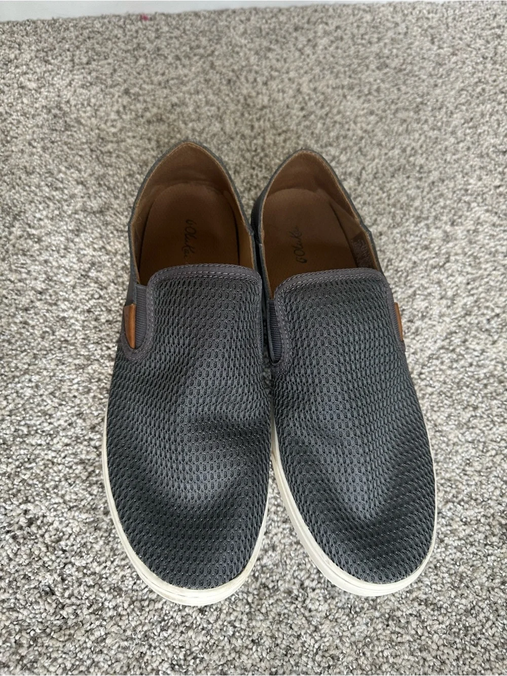 OluKai Women’s Slip-On Sneakers in Charcoal with White Sole